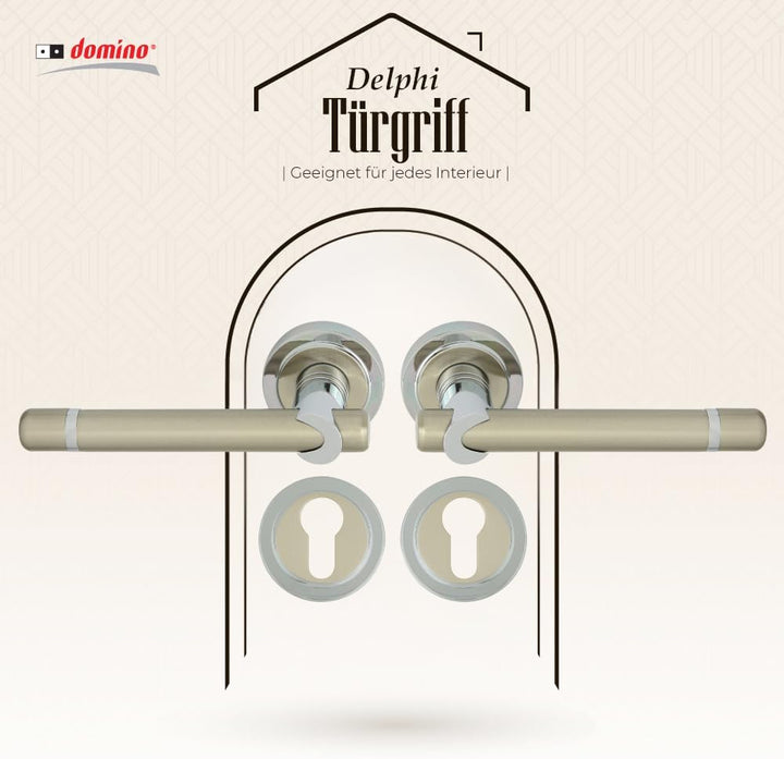 domino Türgriff DELPHI-R M6/M9 PZ-Profilzylinder Drückergarnitur für Zimmertüren Türdrücker-Set Rose