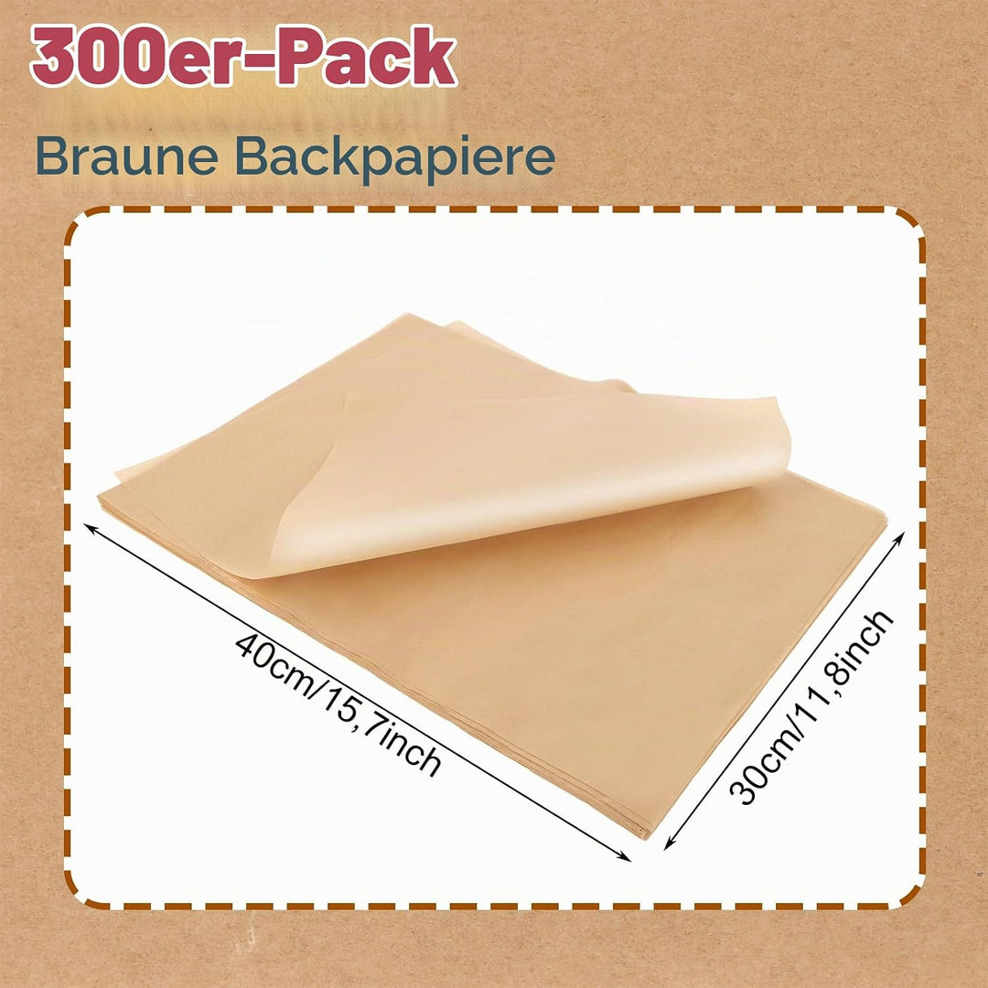 300 Stück backpapier ohne PFAS, 30x40cm Backpapierzuschnitte, Pergamentpapier zum Backen, Butterbrot