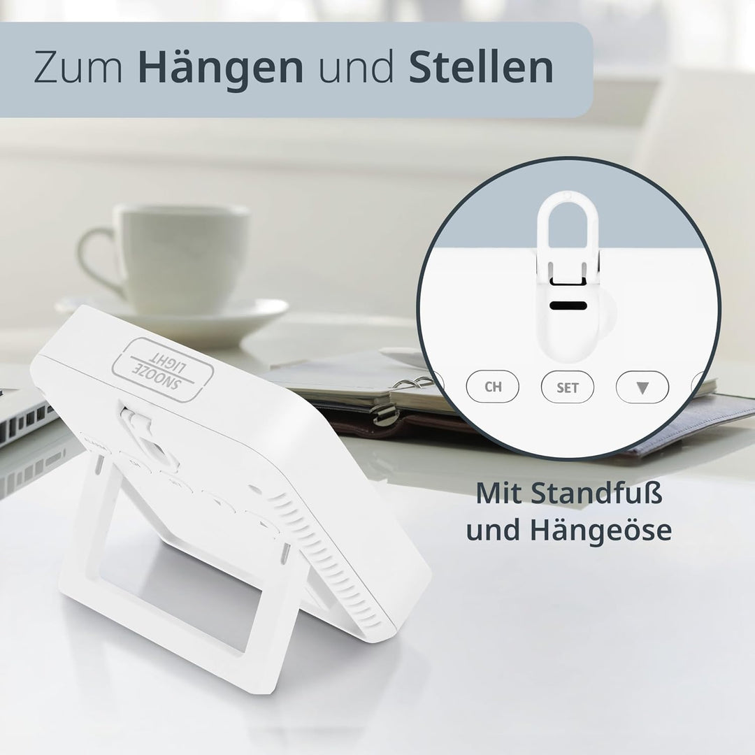 ADE Kleine digitale Wetterstation funk mit Aussensensor und Wettervorhersage | Innen- und Aussentemp