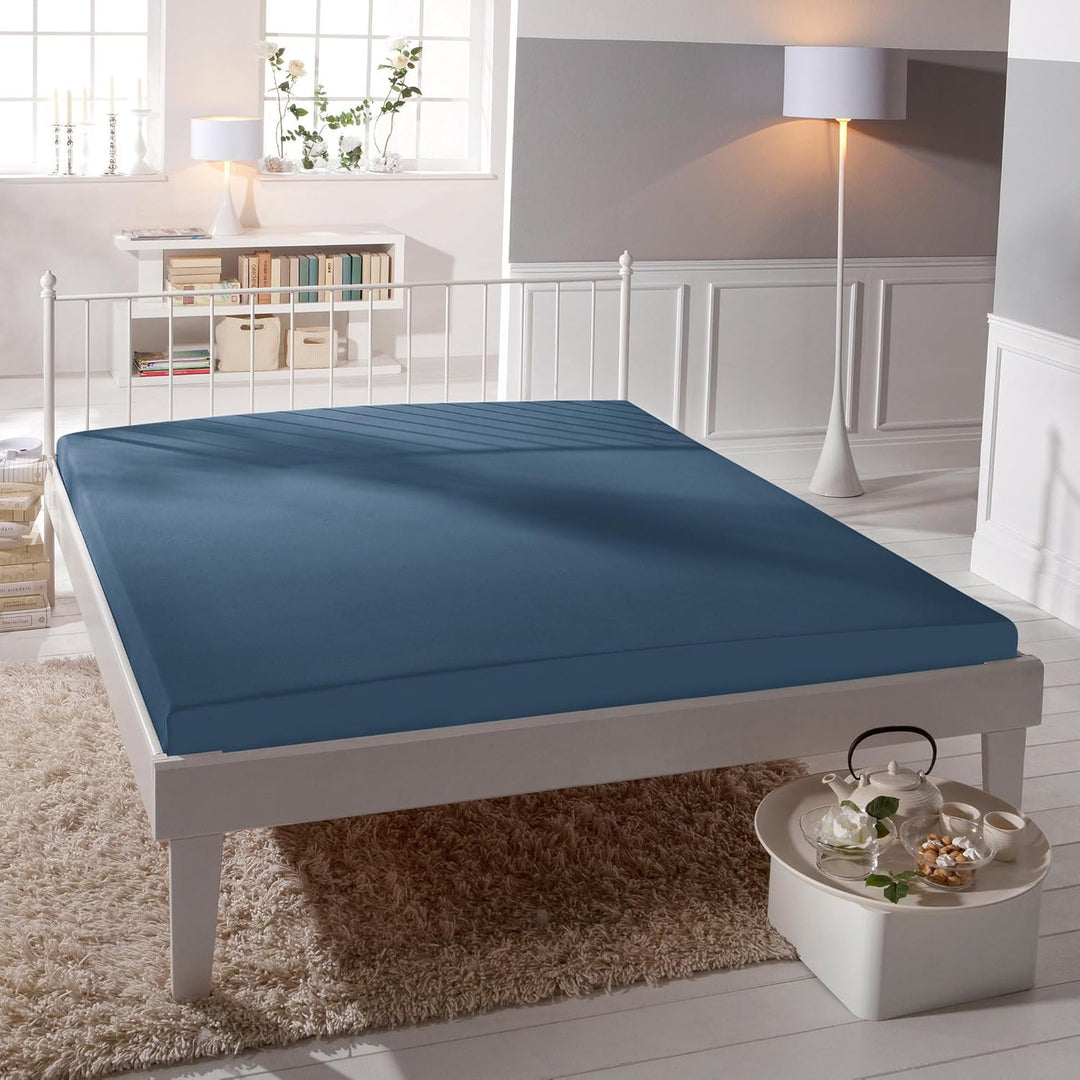 Bassetti Spannbettlaken Single-Jersey blau Grösse 90x190 cm 100x220 cm 9260164 Oltremare 90cm Oltrem