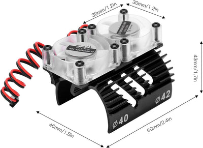 VGEBY RC Motorlüfter, Doppellüfter Motorkühlung Kühler Doppellüfter Motorkühlkörper 40-42mm Kühlkörp