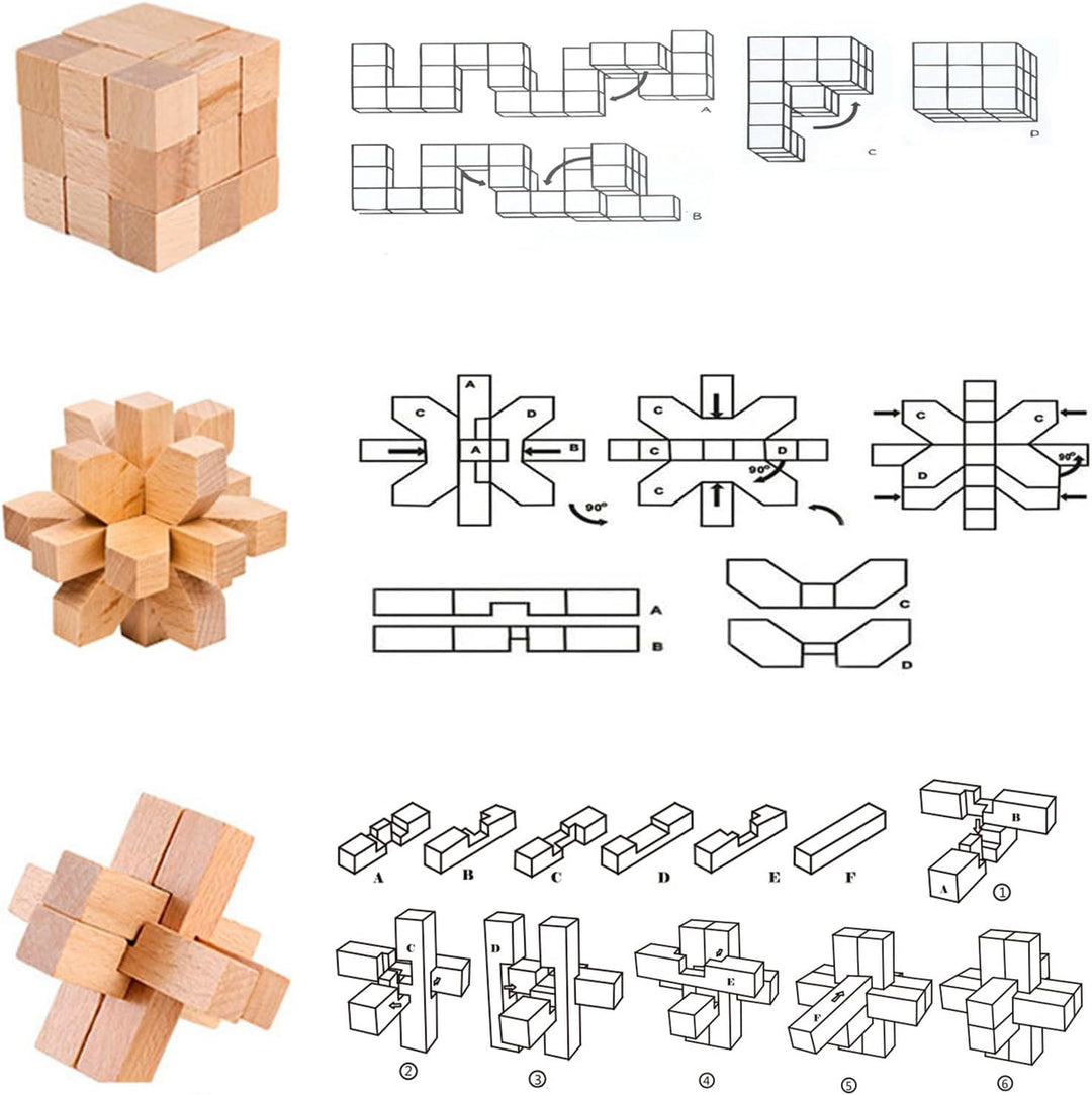 15 Stück Knobelspiele Holz, Geschicklichkeitsspiel Holz, Logikspiele IQ Spiele Geduldspiel Knobelspi