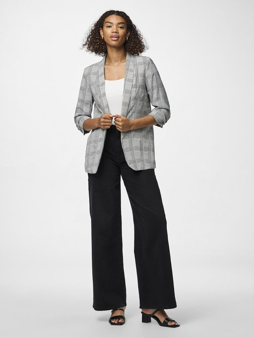 PIECES Female Blazer PCBOSELLA XS Black/Aop:check, XS Black/Aop:check
