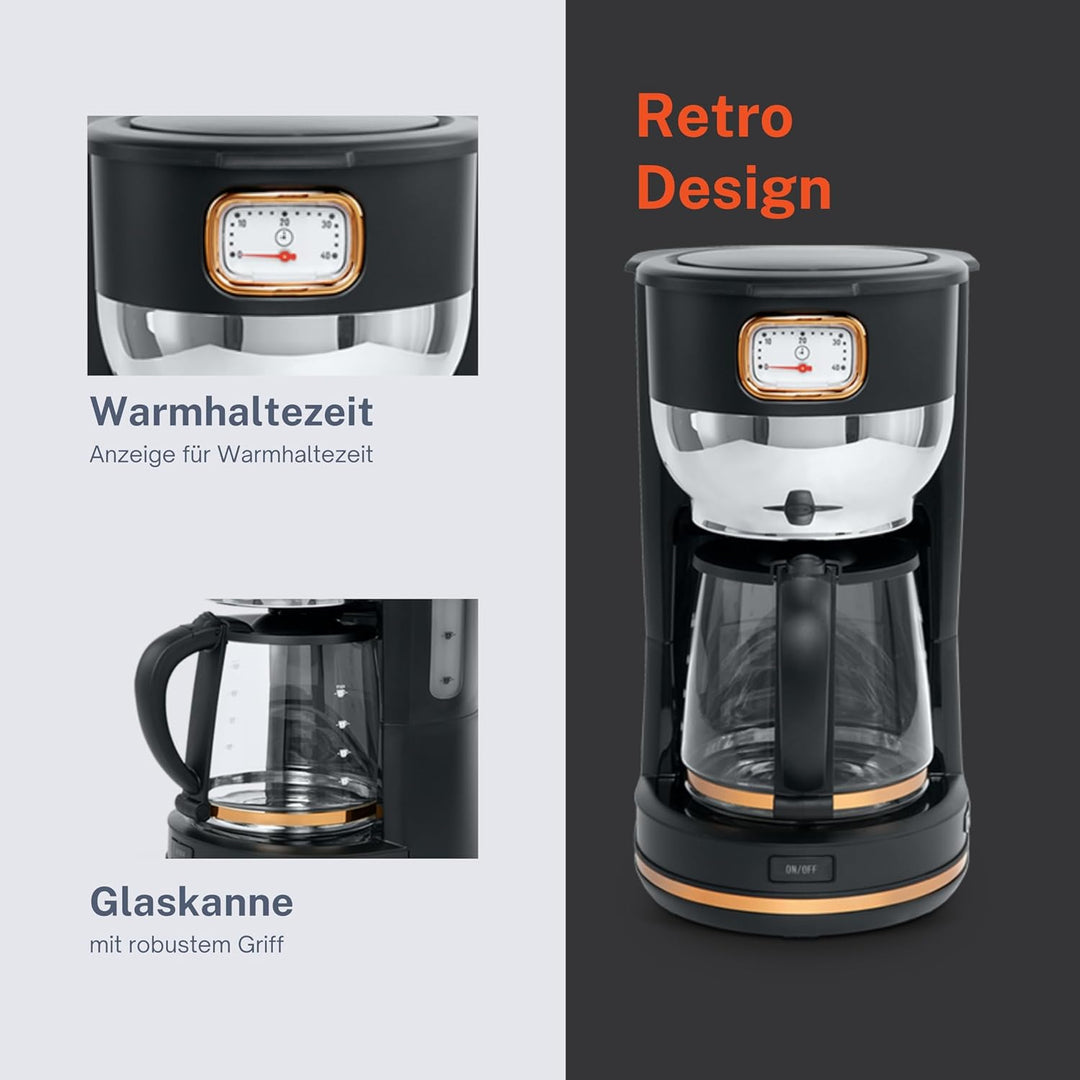 Muse Kaffeeautomat MS-220 BC | mit Glaskanne, analoge Anzeige für Warmhaltung, 10 Tassen Fassungsver