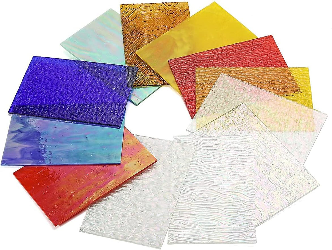 Lanyani 12 Blatt schillernde Buntglasplatten, Kathedralenkunst-Glas-Packungen für Mosaikarbeiten, so