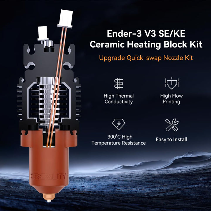 Creality Offizielles Ender 3 V3 SE Hotend Ender 3 V3 KE Keramik-Heizblock-Kit mit Schnellwechseldüse