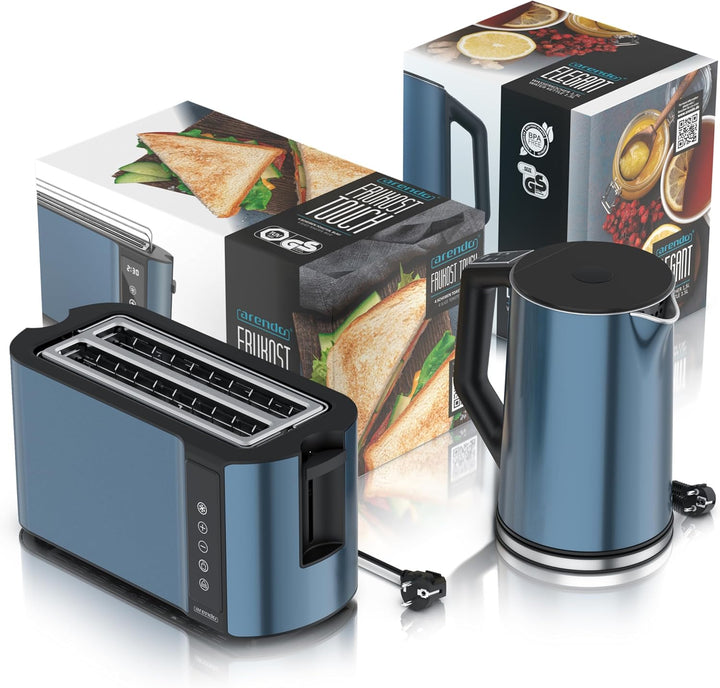 Arendo - Wasserkocher mit Toaster SET Edelstahl Kupfer, Wasserkocher 1,5L, 2000W, 40° 100°C Warmhalt