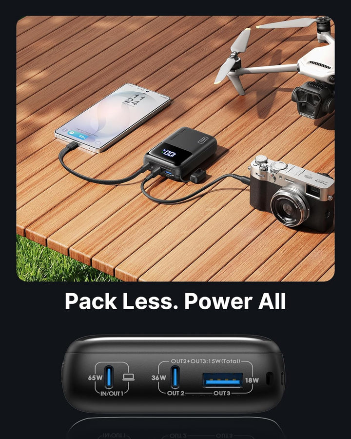 INIU Laptop Power Bank, Klein 65W PD3.0 20000mAh Hochkapazität Powerbank, USB-C EIN & Ausgang Extern