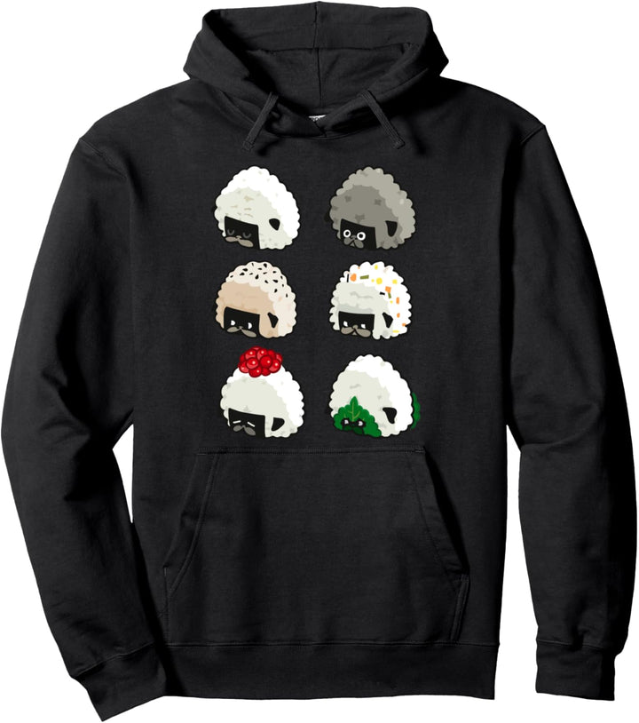 Onigiri Rice Balls Pug Pullover Hoodie