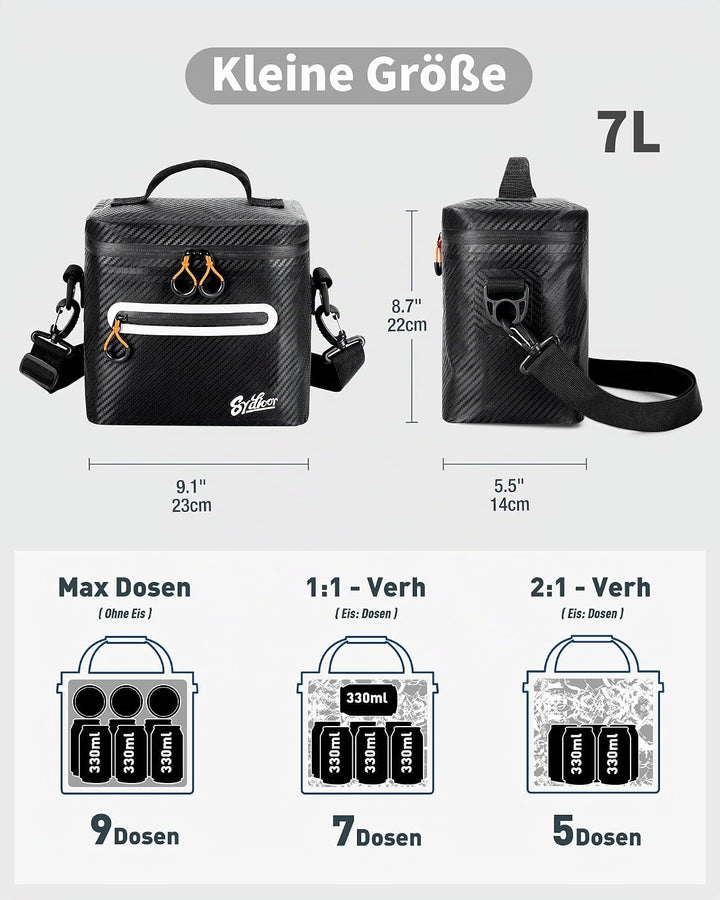 Kühltasche 7/14/24L - Isoliert &amp; Wasserdicht | Tragbare Mini-Kühltasche mit Thermo-Iso-Schicht | Lei