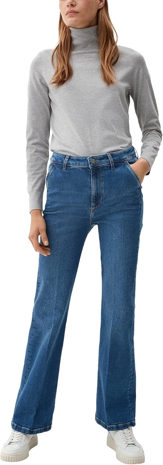 s.Oliver Damen Jeans, Beverly Flared Leg, Blau 55z4
