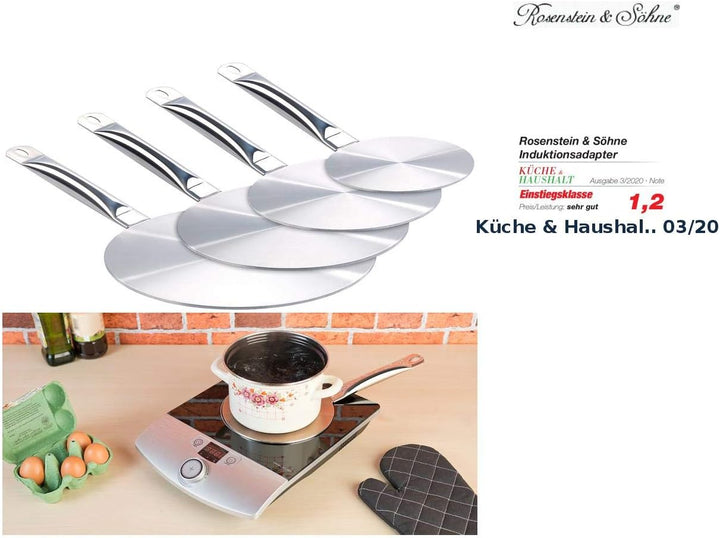 Rosenstein & Söhne Induktionskochplatte: 4 Universal-Adapterplatten für Induktions-Kochfelder, Ø 14/