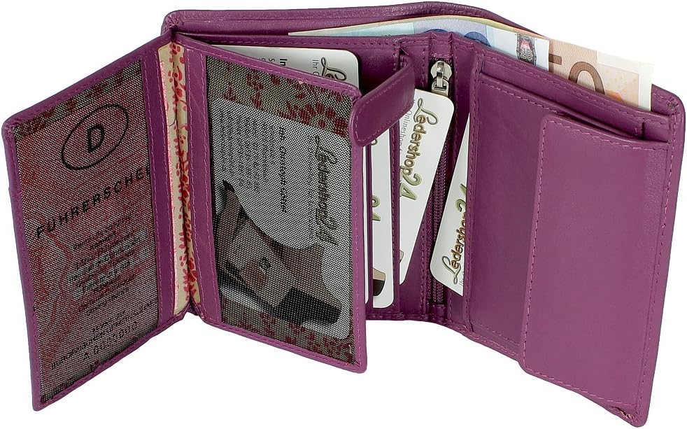 Branco Leder Geldbörse Portemonnaie Damenbörse Damen Geldbeutel Lila/Berry - Hochformat, Berry