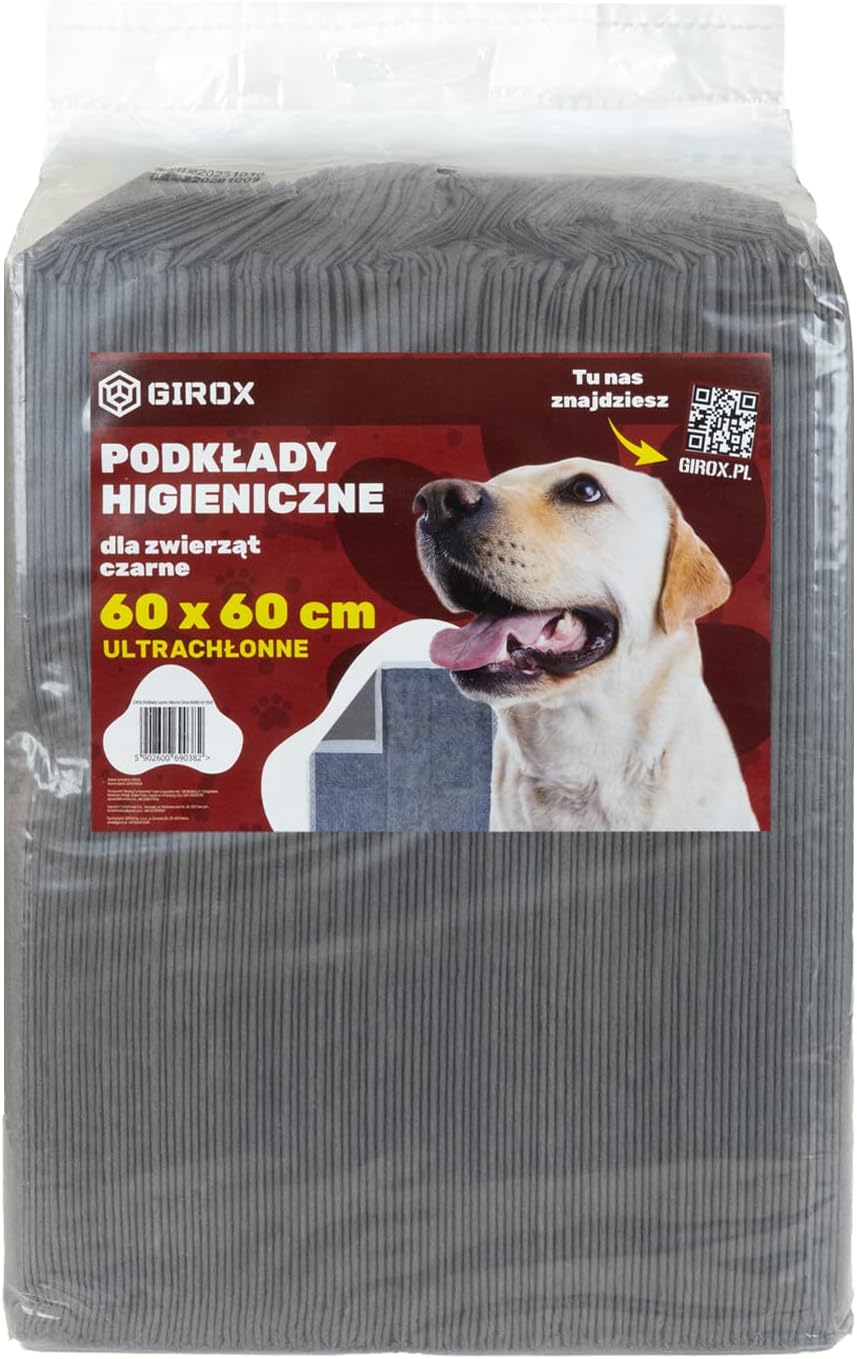Girox Welpenunterlagen 60x60 cm 50 Stück mit Aktivkohle, Puppy Pads für Hunde, saugstarke Hundetrain