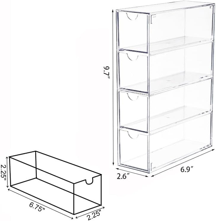 Nicunom 2 Stück Sonnenbrillen-Organizer, Acryl, transparentes Brillenetui mit 4 Schubladen, Brillena