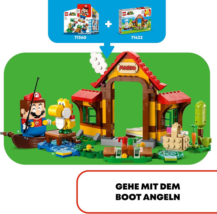 LEGO 71422 Super Mario Picknick bei Mario – Erweiterungsset, Spielzeug mit gelber Yoshi-Figur zum Ko
