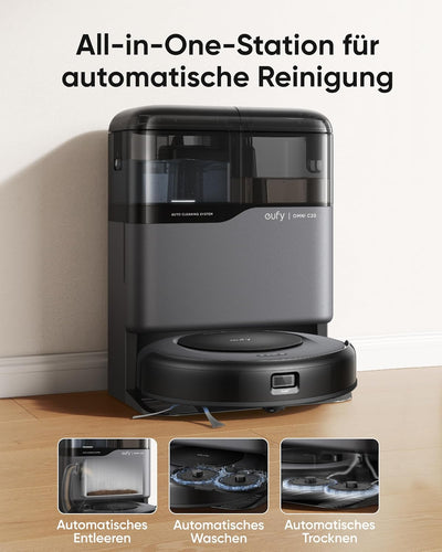 eufy Saugroboter Omni C20 mit All-in-One-Station, Auto-Entleerung, Auto-Wasch- und Trocknungsfunktio