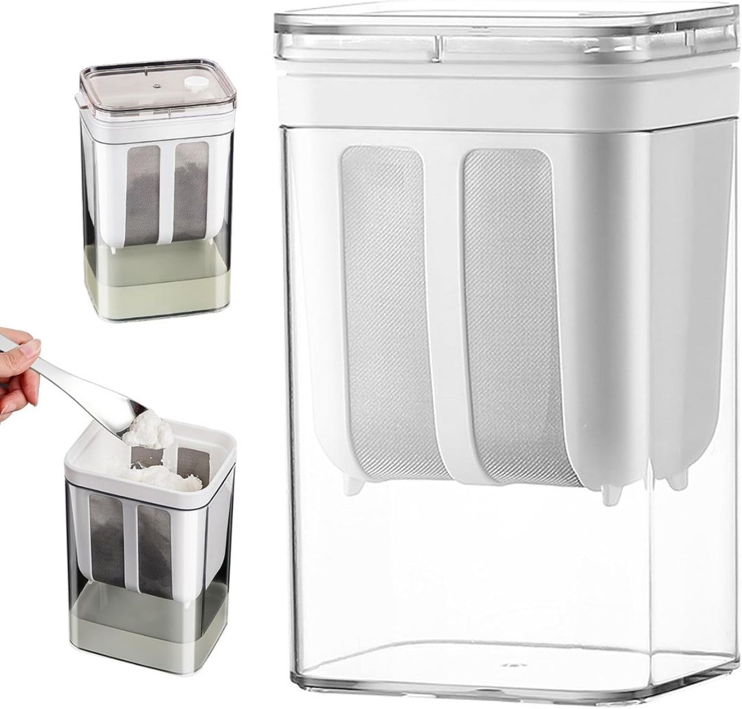 Joghurtsieb, 1,1l griechischer Joghurtsieb mit einem feinen Netzbeutel und Deckelleckfisch, BPA-frei