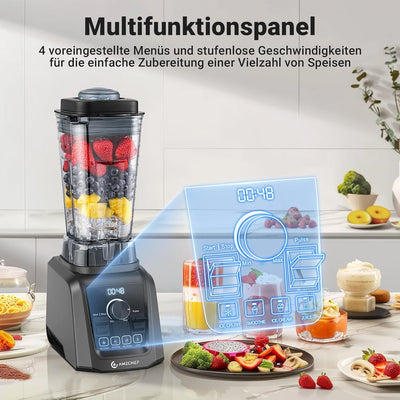 AMZCHEF 4-IN-1 Standmixer Hochleistungsmixer - 2L Standmixer mit 3D Klingen Crush in Sekunden Techno