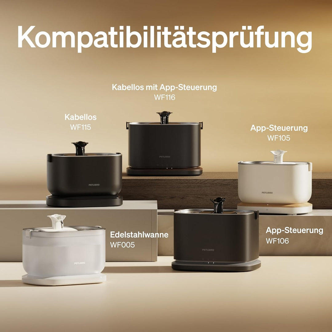PETLIBRO Ersatzfilter für Dockstream Katzenbrunnen mit kabelloser Pumpe 2,5 l/84 oz Trinkbrunnen für