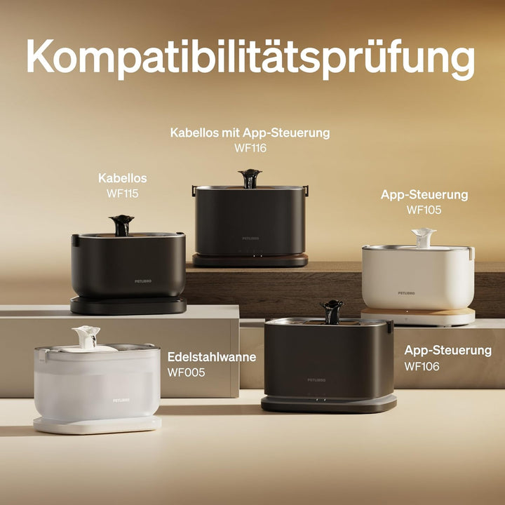 PETLIBRO Ersatzfilter für Dockstream Katzenbrunnen mit kabelloser Pumpe 2,5 l/84 oz Trinkbrunnen für