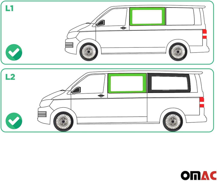Seitenfenster Auto Seitenscheibe kompatibel mit VW T6 T6.1 2015-2024 Links Schwarz L1 L2 Transporter