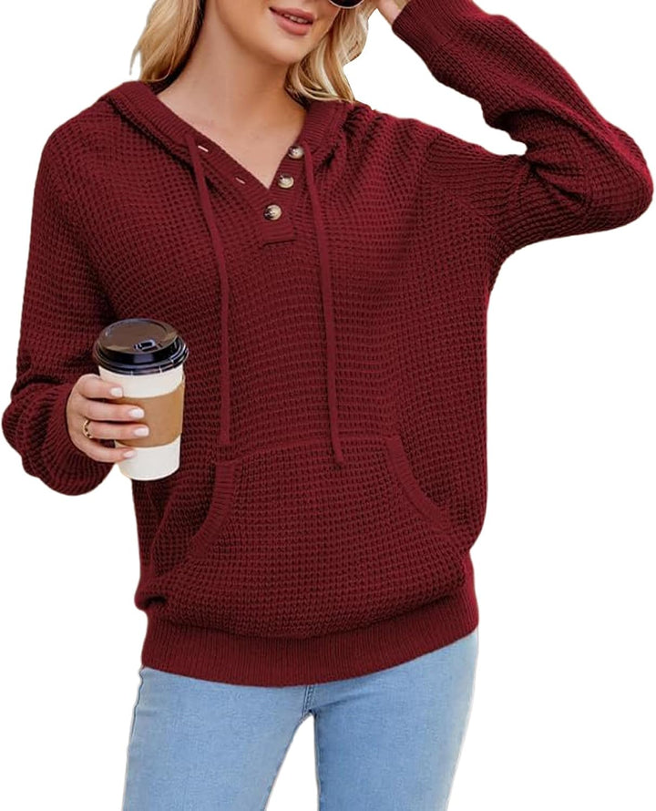 TrendiMax Hoodie Damen Strickpullover Kapuzenpullover Herbst Übergangs Sweatshirt Langarm Pullover D