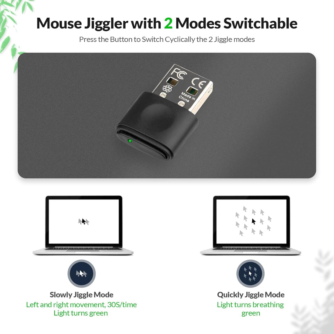 [2 Stück]Rii Mouse Jiggler Nicht Nachweisbar, USB Mouse Mover mit EIN/AUS-Schalter und 2Jiggler-Modi