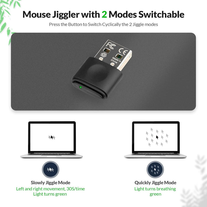 [2 Stück]Rii Mouse Jiggler Nicht Nachweisbar, USB Mouse Mover mit EIN/AUS-Schalter und 2Jiggler-Modi