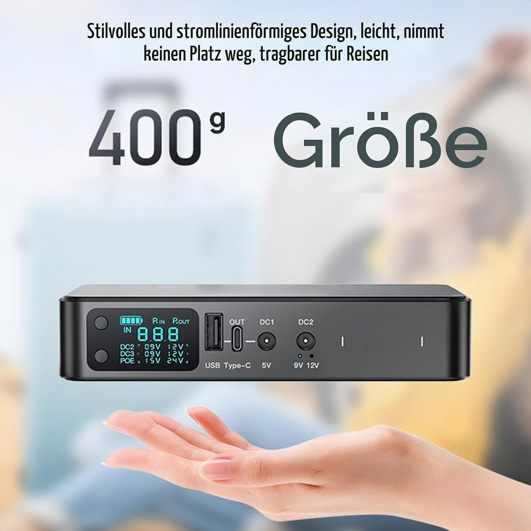 USV-Stromversorgung, Nahtlose Backup-Batterie, USB Typ C 5 V 3,6 A, 18000 MAh, 9 V 2 A 12 V 2 A Ausg