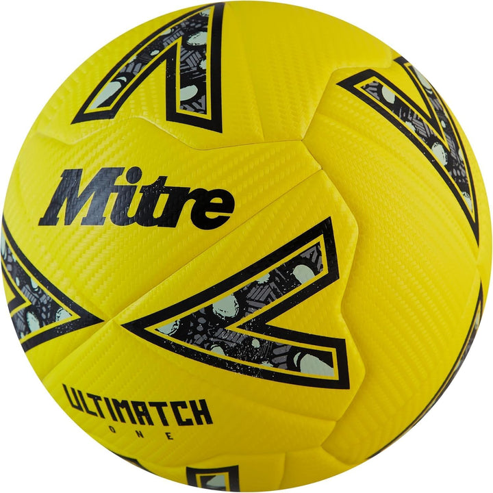 Mitre Ultimatch Fussball | verbesserte Ballkontrolle Fluoreszierendes Gelb/Schwarz/Circular-Grau 3,
