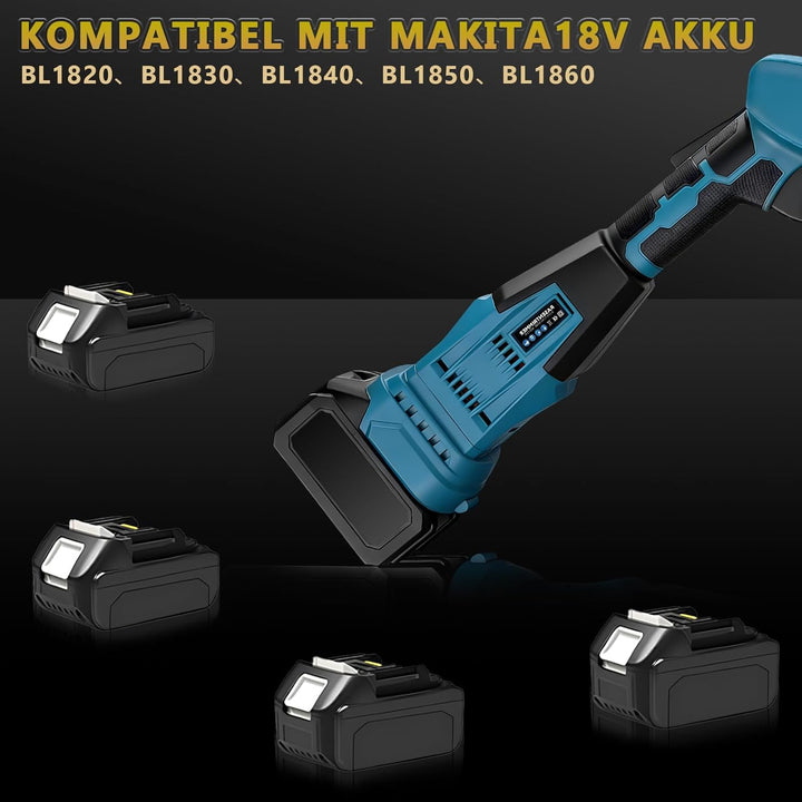 1380W Akku Rasentrimmer Kompatibel mit Makita Akkus 18V | 7-in-1 Akku Freischneider mit Unkrautbürst