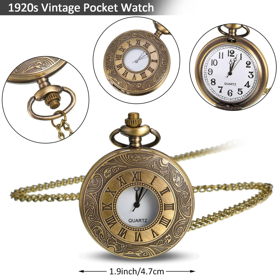 1920er Herren Kostüm Zubehör Set Roaring Retro Gangster Kostüm, Hut, Fliege, Krawatte, Taschenuhr, H
