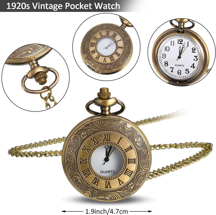 1920er Herren Kostüm Zubehör Set Roaring Retro Gangster Kostüm, Hut, Fliege, Krawatte, Taschenuhr, H