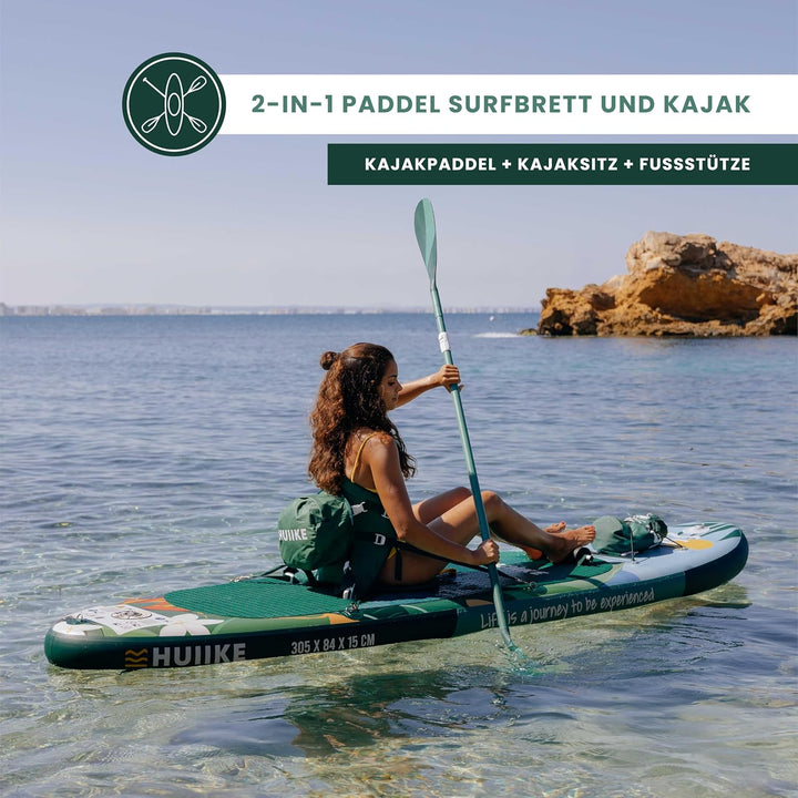 HUIIKE Stand Up Paddling Board mit Zubehör, Paddel, Finnen, Pumpe. Paddle Sup Board Aufblasbar Hohe