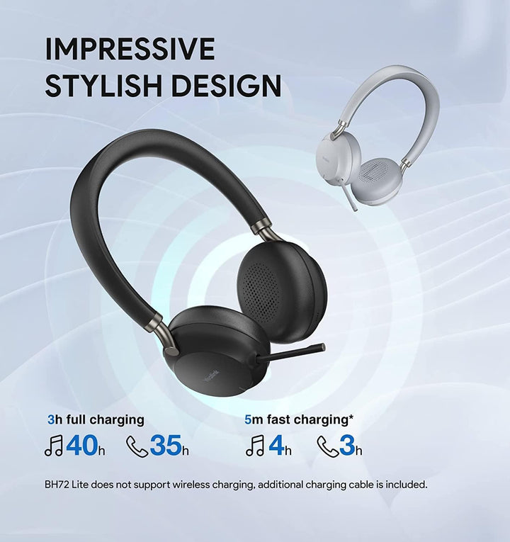 Yealink Bluetooth Headset BH72 Lite Teams Light Gray USB-A MS Teams, MS Teams