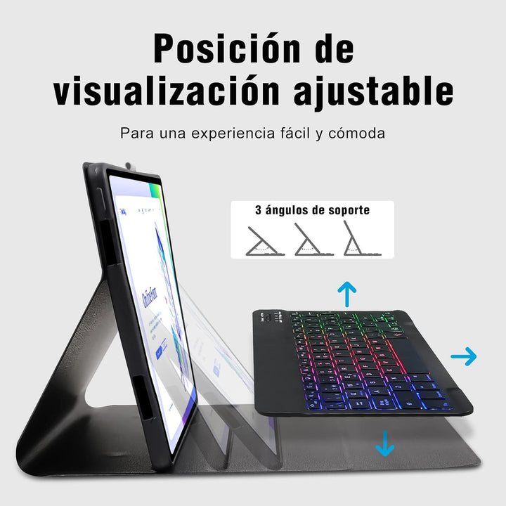 YUEJIDZ Schutzhülle mit Tastatur für Lenovo Tab P11 und P11 Plus TB-J606/TB-J607 Spanisch Ñ Hintergr