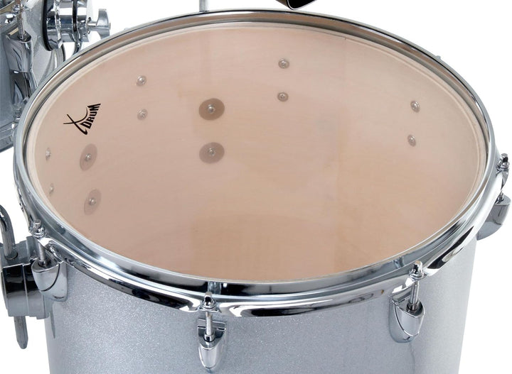 XDrum Club Drumset Cocktail Schlagzeug (inkl. Becken, Cowbell, Drumsticks und Stimmschlüssel) Silver