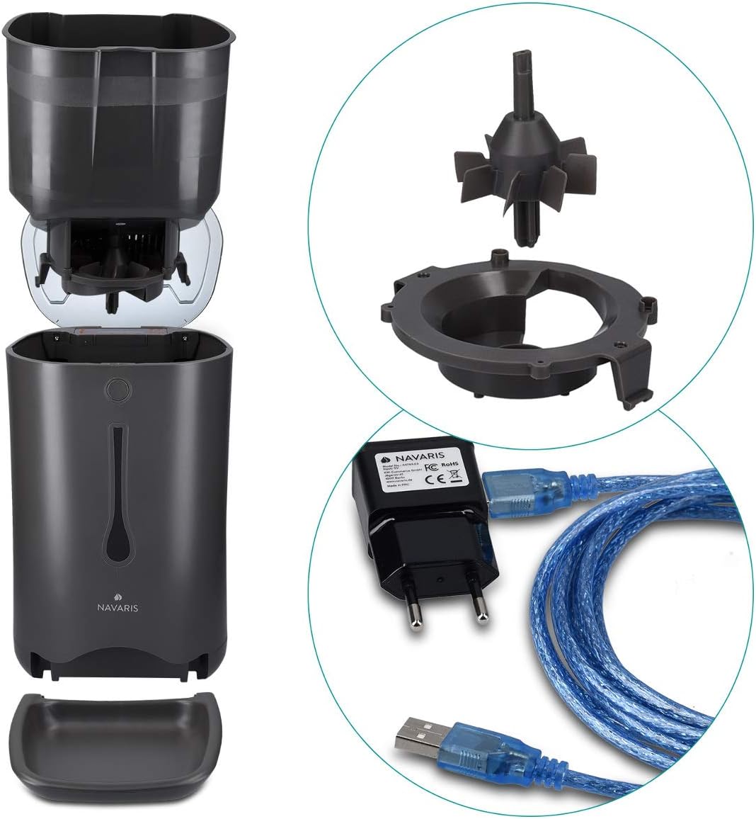 Navaris Automatischer Futterautomat Futterspender mit Timer - 6L Futternapf Automat mit Timer und ak