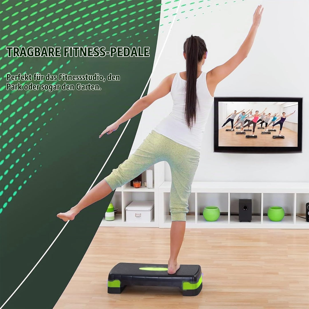 Steppbrett für zuhause, Höhenverstellbar (10-15cm) Stepper Fitness, Aerobic Stepper mit Widerstandsb
