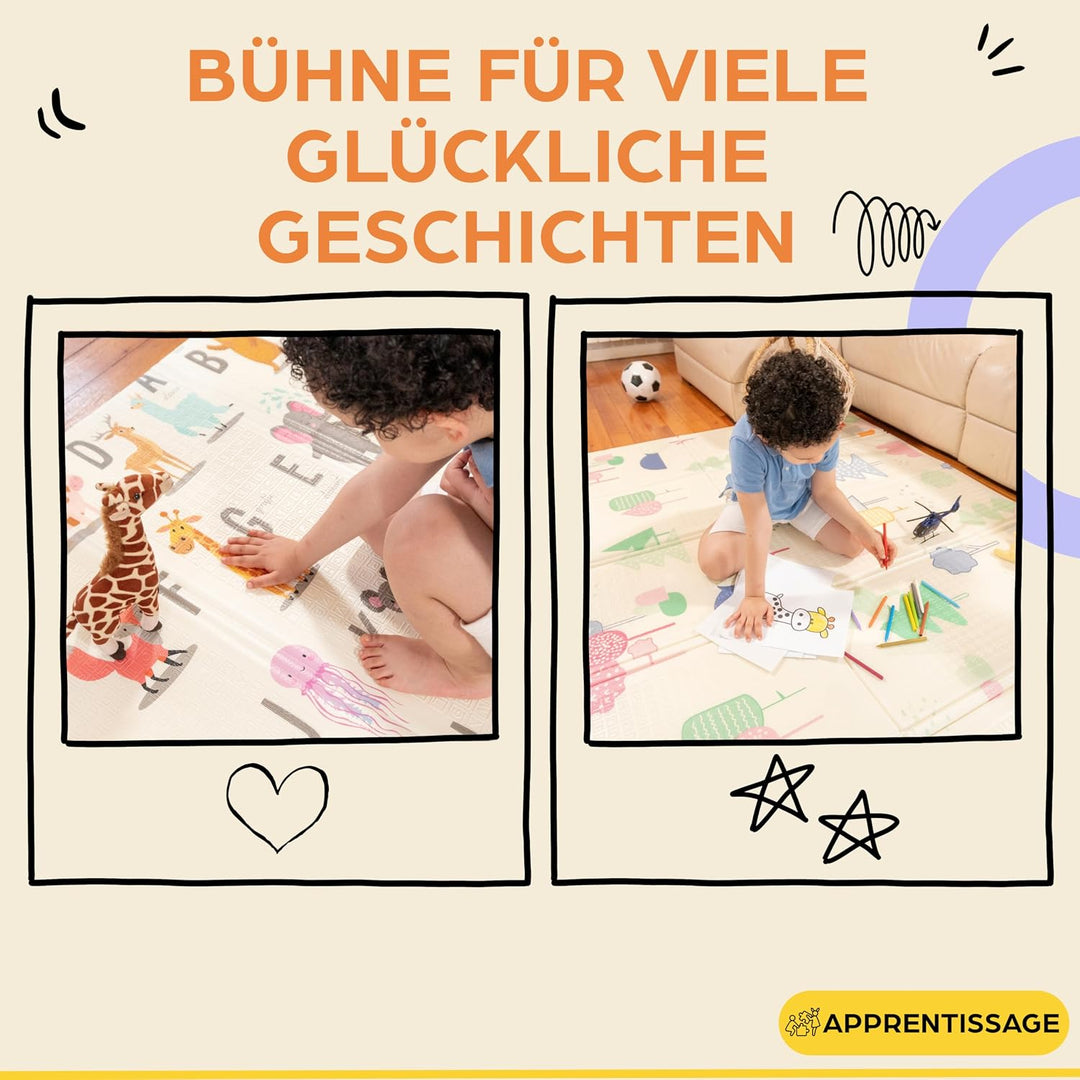 Baby-Spielmatte, faltbar, sensorisch, wasserdicht, ungiftig, wendbar. Vielseitige Matte, perfekt zum
