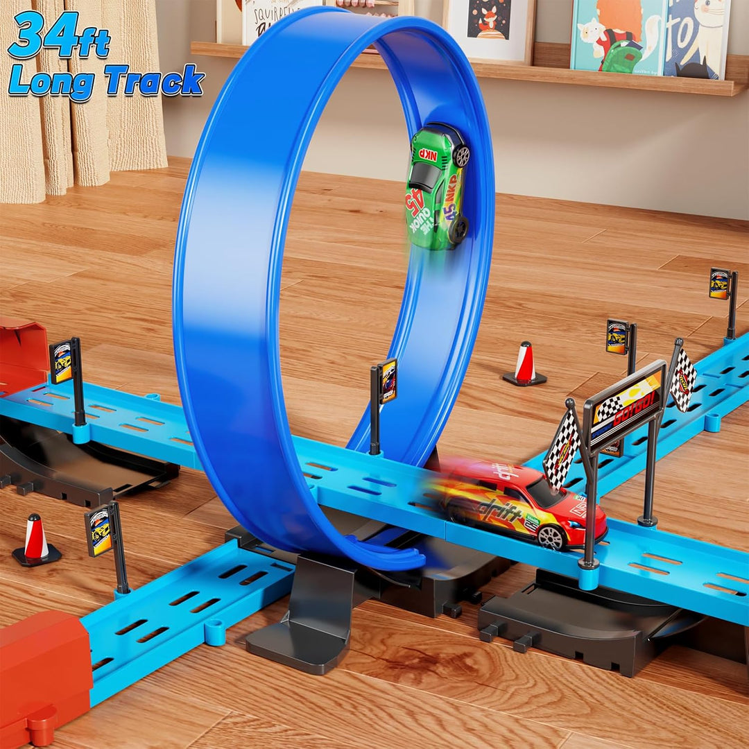 Doloowee DIY Track Builder Rennstreckenspielzeug für Jungen im Alter von 3 4 5 6 Jahren, Wettbewerbs