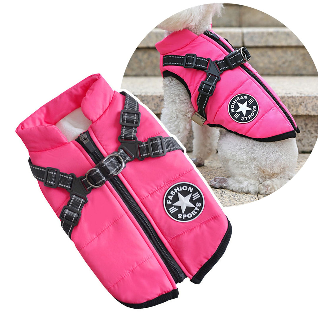 Oncpcare Kleine Hundejacke mit Geschirr, Outdoor Hundesport Weste, Outdoor Warm Haustier Wintermante