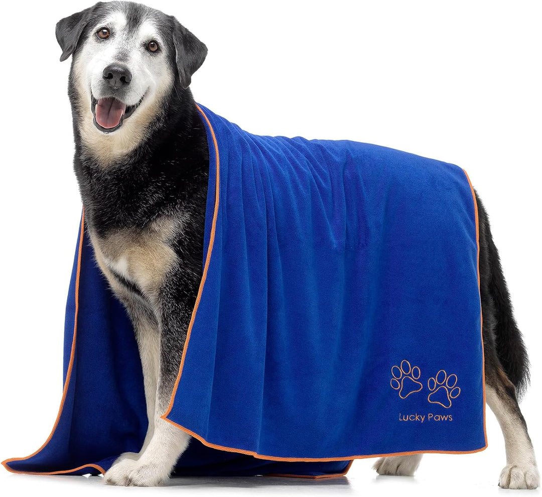 Lucky Paws® Hundehandtuch - 140x70cm XL Hundehandtuch extra saugfähig - schnell trocknend, luxuriös
