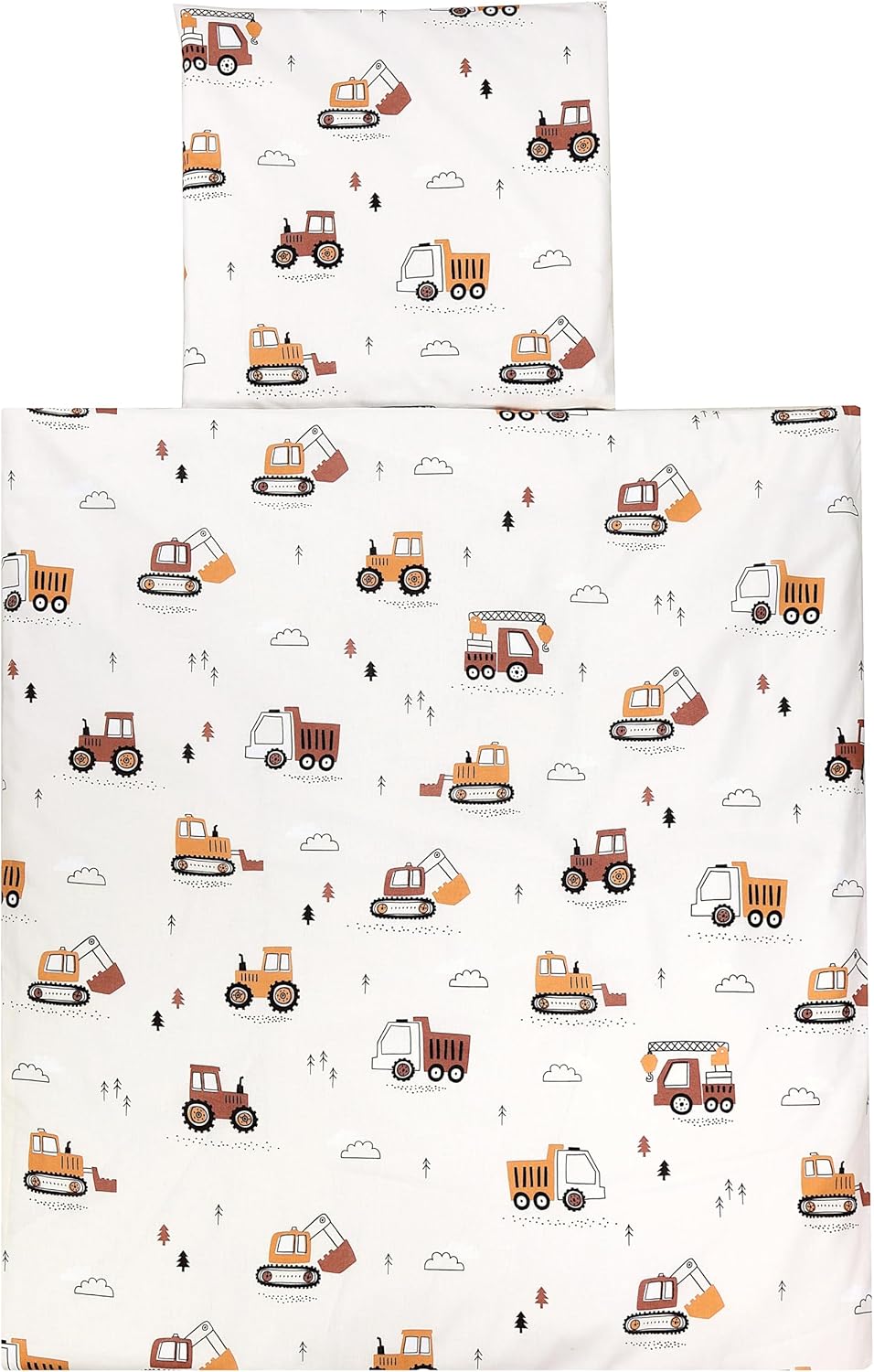 TupTam Unisex Baby Wiegenset 4-teilig Bettwäsche-Set: Bettdecke und Kopfkissen mit Bezug, Farbe: Bau