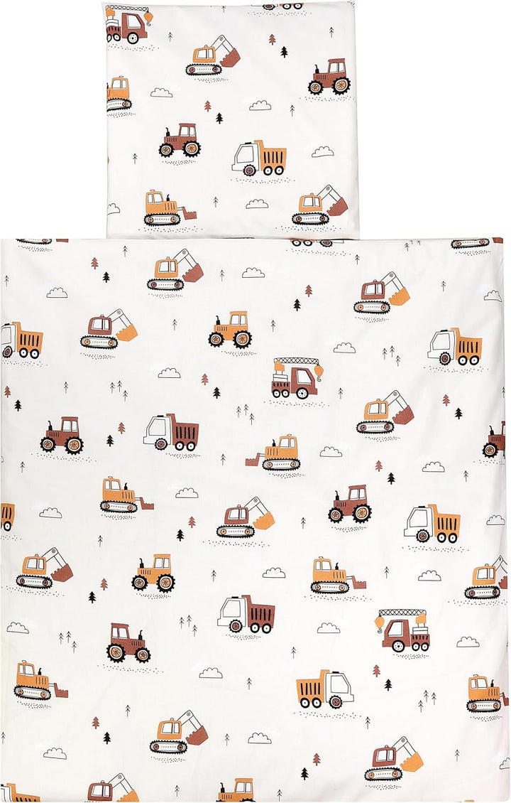 TupTam Unisex Baby Wiegenset 4-teilig Bettwäsche-Set: Bettdecke und Kopfkissen mit Bezug, Farbe: Bau