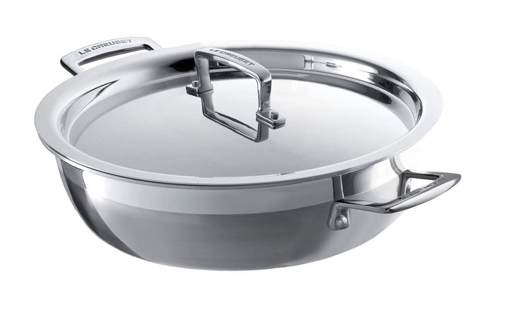 Le Creuset Profipfanne mit Deckel aus 3-ply Edelstahl, Ø 26 cm, Für alle Herdarten inkl. Induktion u