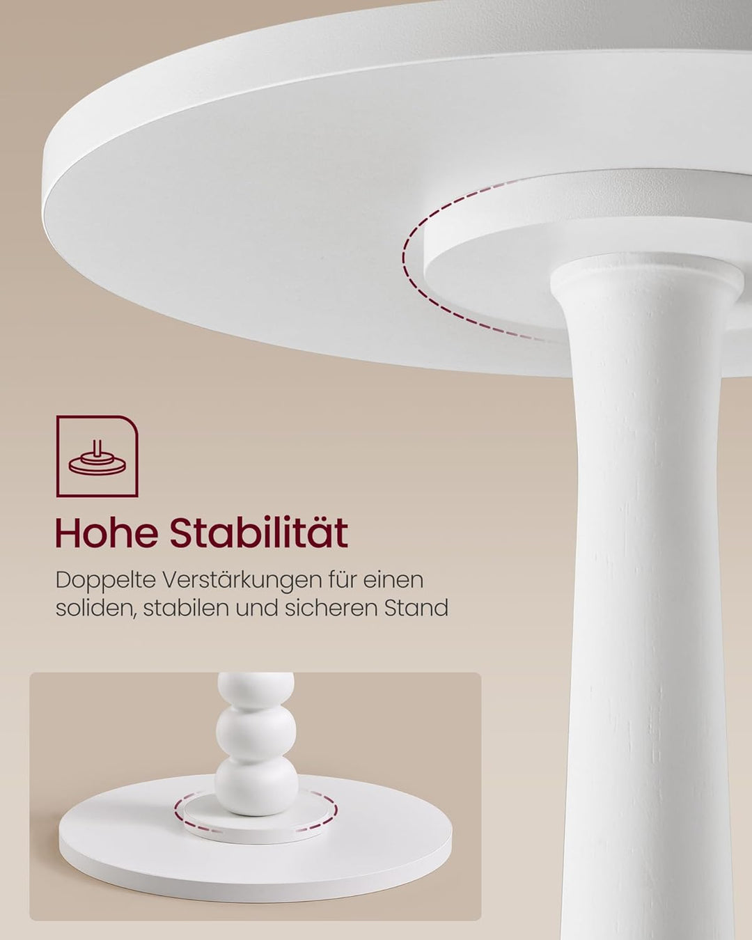 VASAGLE Mariel Kollektion - Beistelltisch rund, Kleiner Sofatisch, Nachttisch, Bein aus Massivholz,