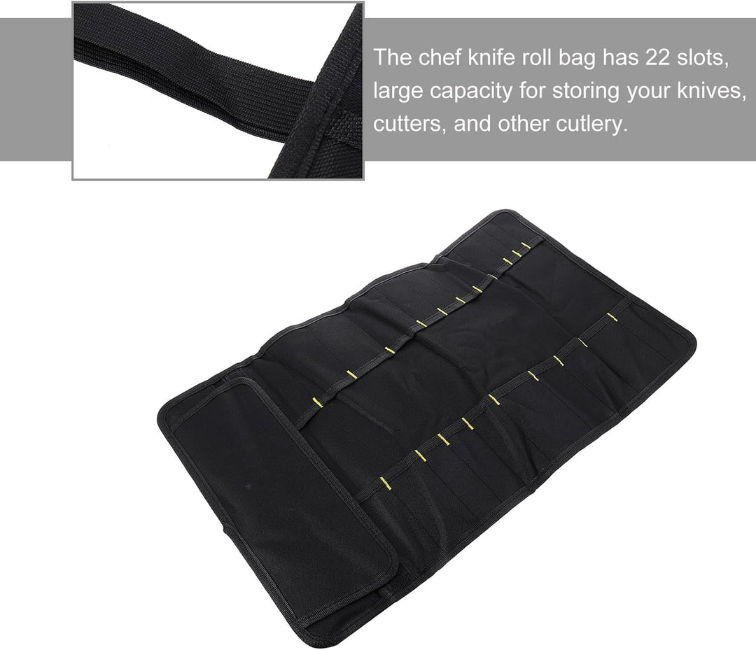 Hemoton Chefs Knife Rolltasche mit 22 Schlitzen, Messer, Besteck, tragbar, für Zuhause, Küchenutensi