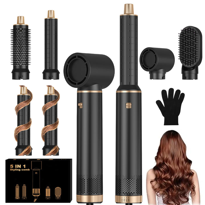 UKLISS 5 in 1 Hairstyler & & Föhn Set mit Rundbürstenföhn, Warmluftbürste, Hair Dryer, Lockenföhn, S